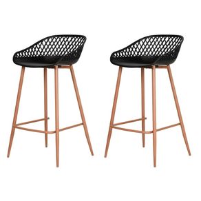 Kit 2 Banquetas Monaco Clarice Media Fratini 86 cm -altura- em Polipropileno Preto Base em Aco